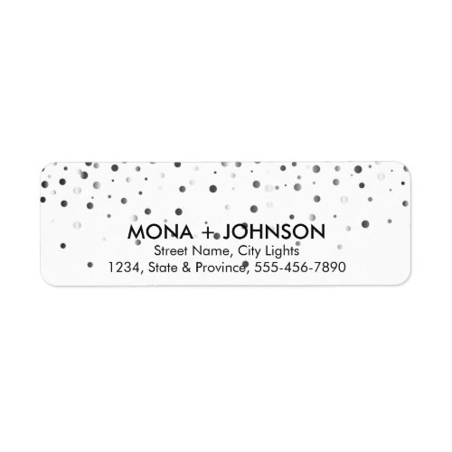 Black Glitter Sparkle Confetti Dots Modern Label