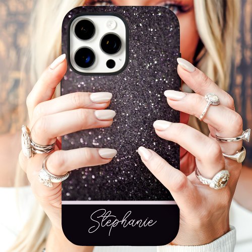 Black Glitter Sparkle Custom Name Iphone 16 Pro Case