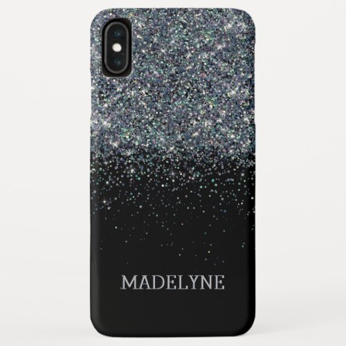 Black Glitter Sparkle Girly Personalized Name iPhone XS Max Case