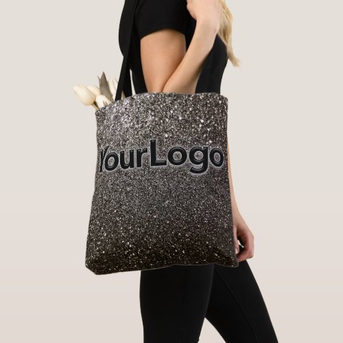 Black Glitter Sparkle Glam Company Business Logo Tote Bag