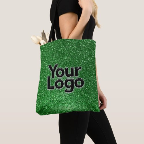 Black Glitter Sparkle Glam Corporate Business Logo Tote Bag