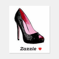 Elegant Black and Silver High Heel Shoe Magnets, Zazzle