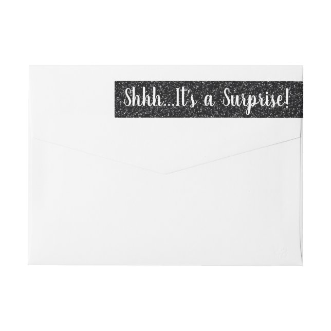 BLACK Glitter SURPRISE Wrap Return Address Labels (Back)