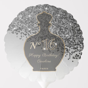 Black Glitter Sweet 16 Paris Boutique Perfume Balloon