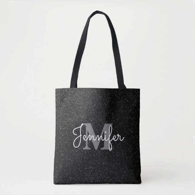 Black Glitter Tote Bag (Front)