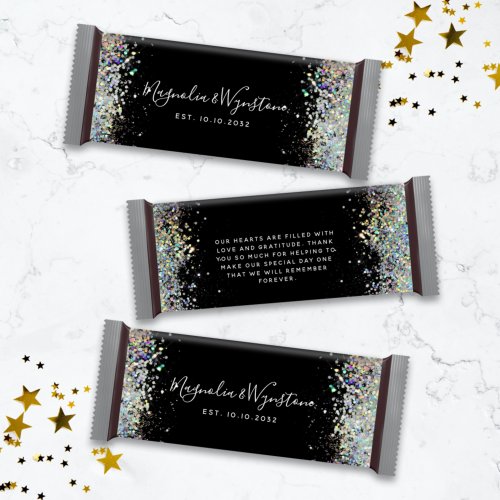 Black Glitter Wedding Favor Candy Bar Wrapper