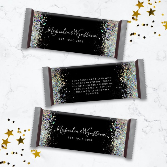 Black Glitter Wedding Favor Candy Bar Wrapper (Creator Uploaded)