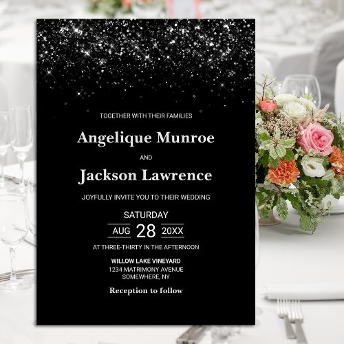 Black Glitter Wedding Invitation