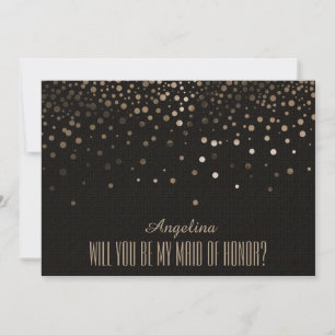 Black Glitter Will you be my MAID OF HONOR Invitation