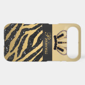 Black Glitter Zebra Print & Jewel Crown iPhone 4 Case-Mate iPhone Case (Back (Horizontal))