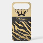 Black Glitter Zebra Print & Jewel Crown iPhone 4 Case-Mate iPhone Case (Back)