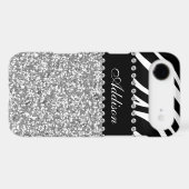 Black Glitter Zebra Print Rhinestone Girly Case (Back (Horizontal))