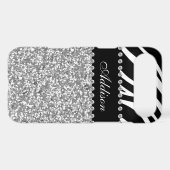 Black Glitter Zebra Print Rhinestone Girly Case (Back (Horizontal))