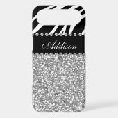 Black Glitter Zebra Print Rhinestone Girly Case (Back)
