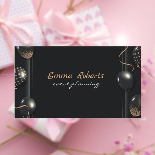 Black Glittery Gold Balloon Business card (Creator Uploaded)