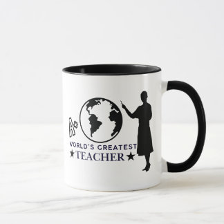 Black Globe & Silhouette A+ World Greatest Teacher Mug