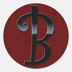 Black Gloss Monogram - B Classic Round Sticker