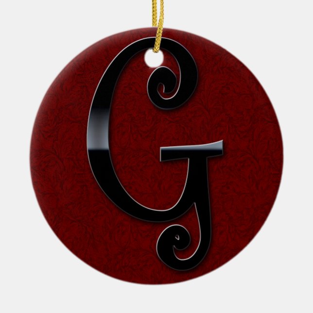 Black Gloss Monogram - G Ceramic Ornament (Front)