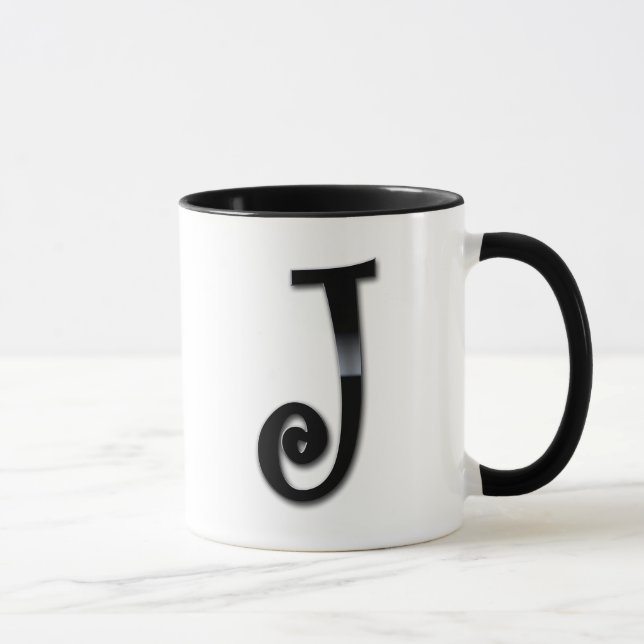 Black Gloss Monogram - J Mug (Right)
