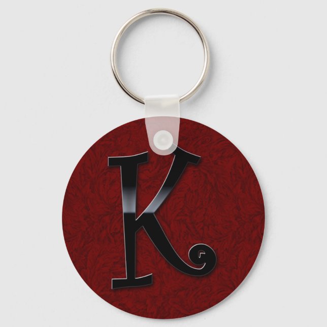 Black Gloss Monogram - K Keychain (Front)