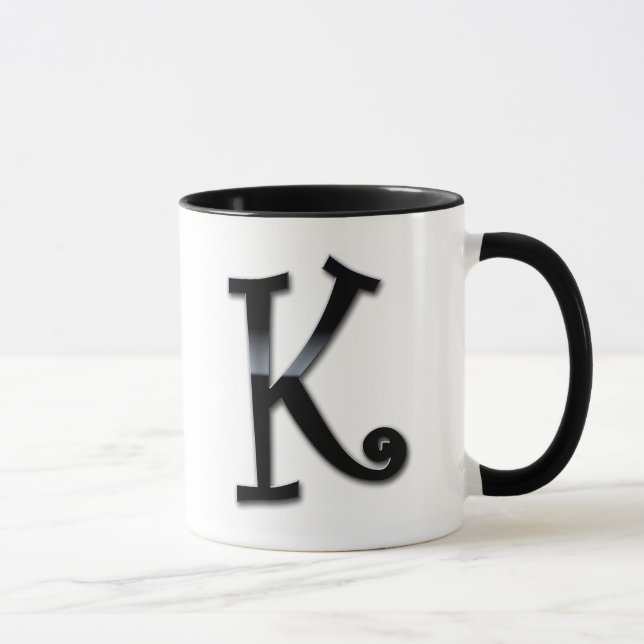 Black Gloss Monogram - K Mug (Right)