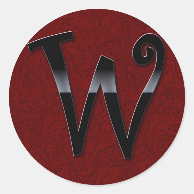 Black Gloss Monogram - W Classic Round Sticker (Front)