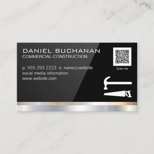 Black Gloss  Saw Hammer  QR Barcode Business Card