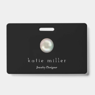 Black Glossy Pearl   Jewelry Designer Badge