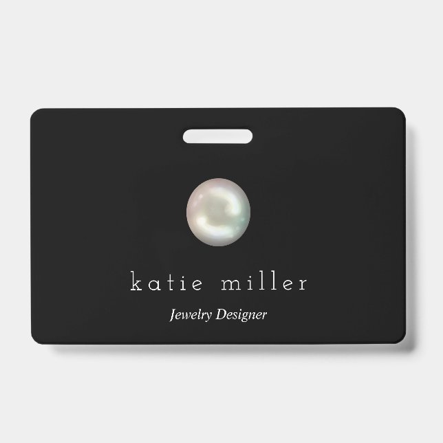 Black Glossy Pearl | Jewelry Designer Badge (Front)