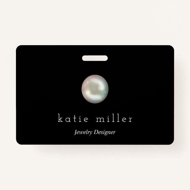 Black Glossy Pearl | Jewelry Designer Badge (Front)