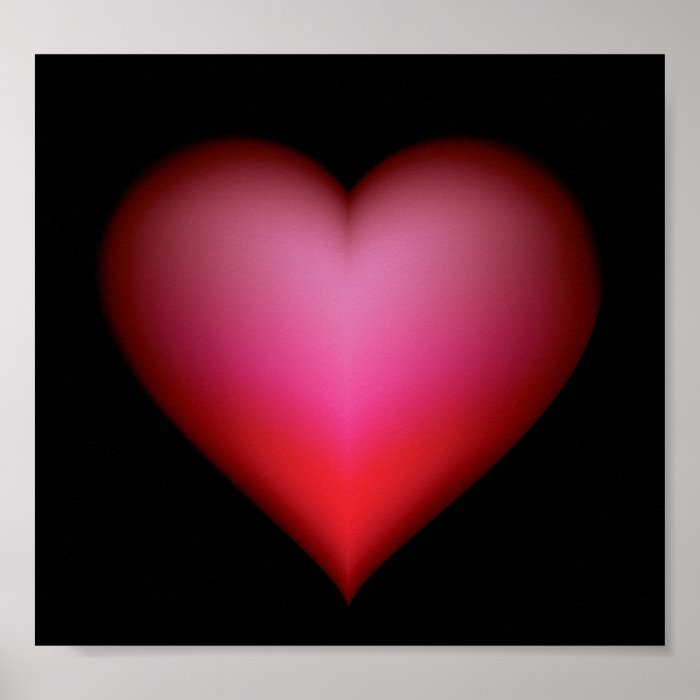 BLACK GLOWING RED HEART SHAPE LOVE GRAPHICS POSTERS