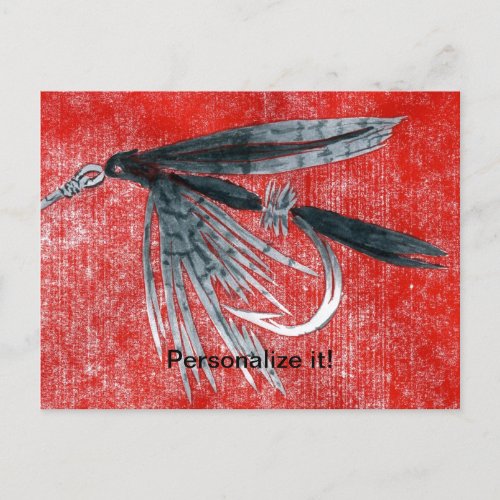 Black Gnat classic fly fishing fly tying art Holiday Postcard