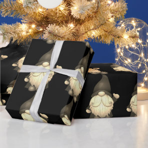 Black Gnome Dwarf Christmas Wrapping Paper