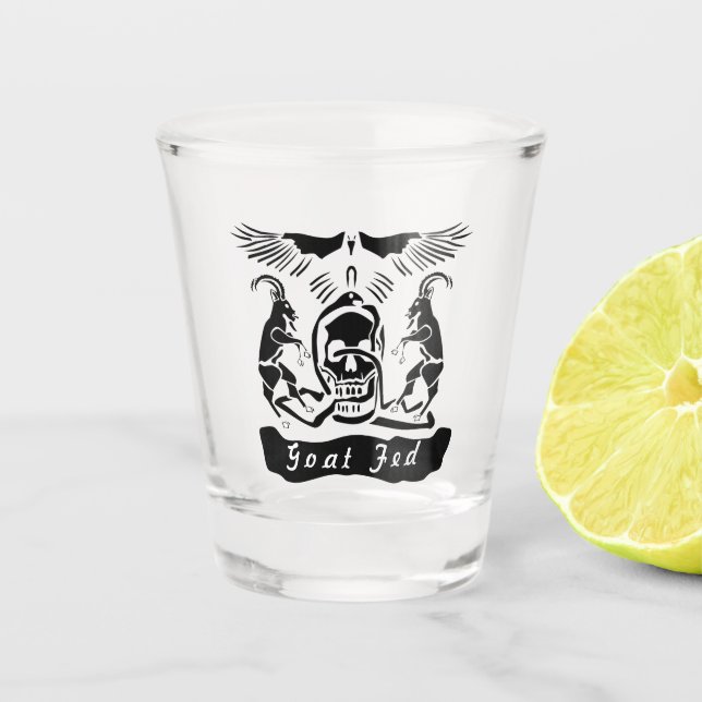 Black Goat Corrupt Trinity Crest Shot Glass (Front)