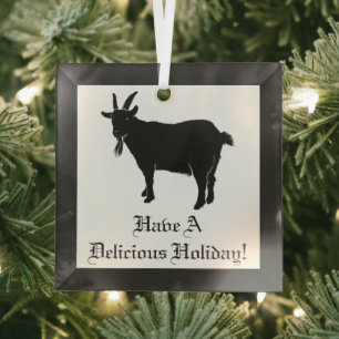 Black Goat Glass Ornament