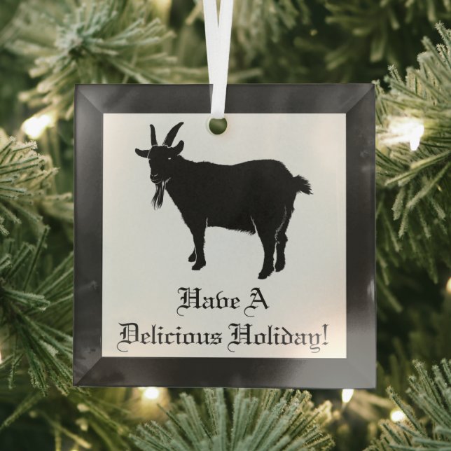 Black Goat  Glass Ornament (Insitu)