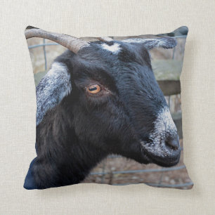 Black goat throw pillow