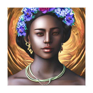 Black Goddess   African-American Woman AI Art Canvas Print