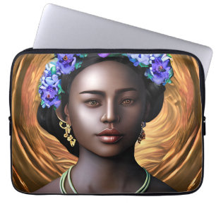 Black Goddess African-American Woman AI Art Laptop Sleeve