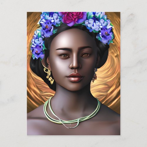 Black Goddess  African_American Woman AI Art Postcard