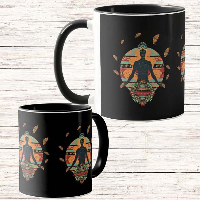 Black Goddess Butterfly Mandala Bohemian Mug (Creator Uploaded)