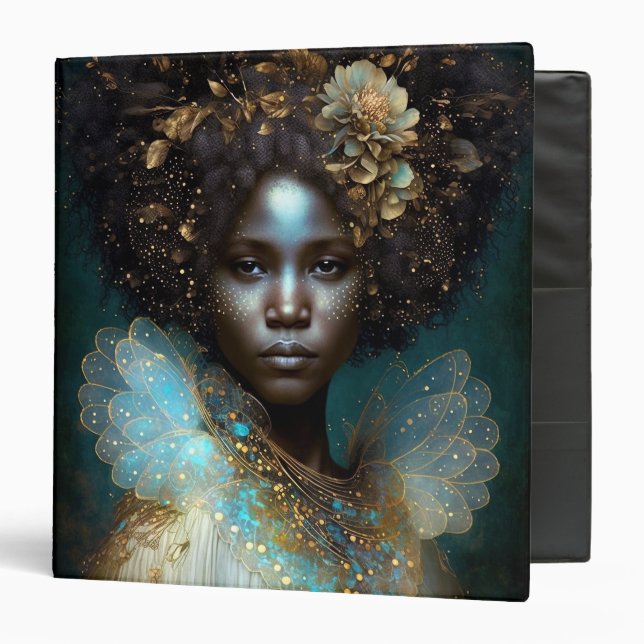 Black Goddess Fantasy Art 3 Ring Binder (Front/Inside)
