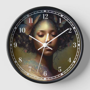 Black Goddess Fantasy Art Clock