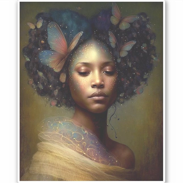 Black Goddess Fantasy Art Sticker (Front)