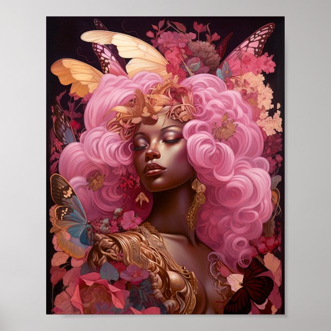 Black Goddess In Pink and Gold Poster (Front)