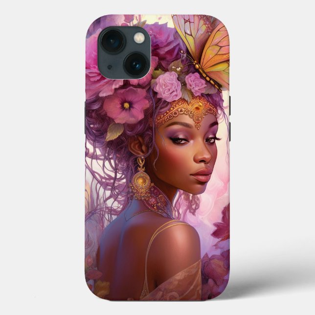 Black Goddess Pink Purple Fantasy Art Case-Mate iPhone Case (Back)