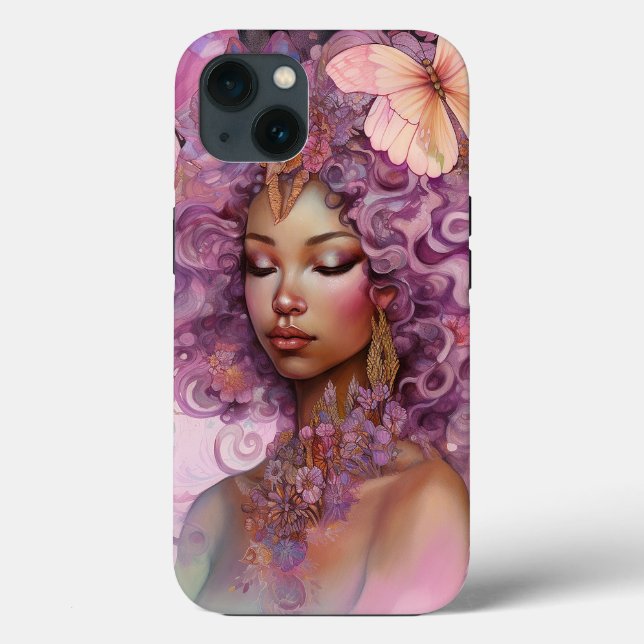 Black Goddess Pink Purple Fantasy Art Case-Mate iPhone Case (Back)