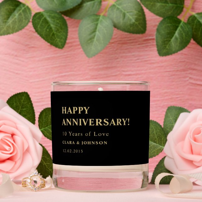 Black Gold 10th Wedding Anniversary Couple Gift Scented Candle (Wedding)