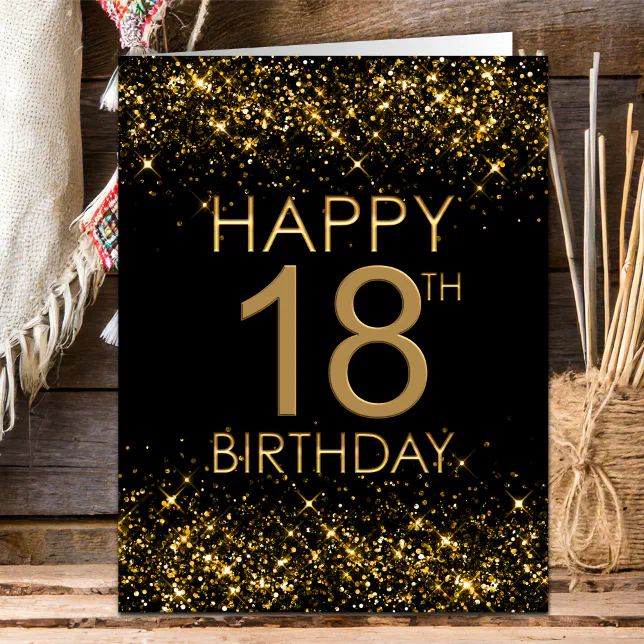 Black Gold 18th Birthday Card | Zazzle