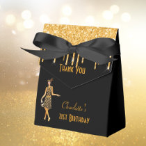 Black gold 1920's art deco glitter retro birthday favor boxes